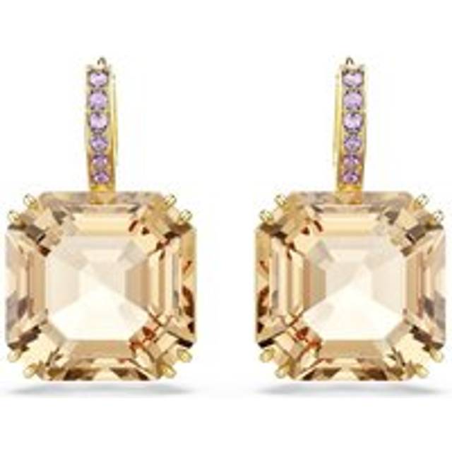 Millenia drop earrings, Mixed cuts, Caramel, Gold-tone plated - Brown - OS