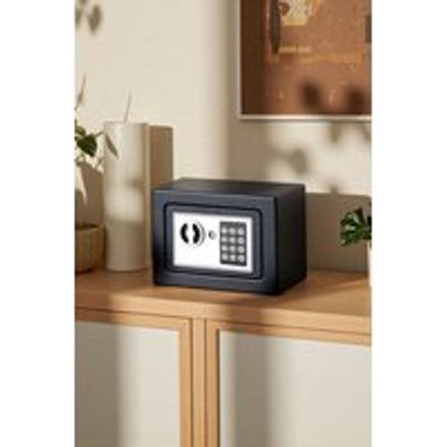 Mini Security Safe Box with Mechanical Password Lock 6L Capacity - Black - One Size