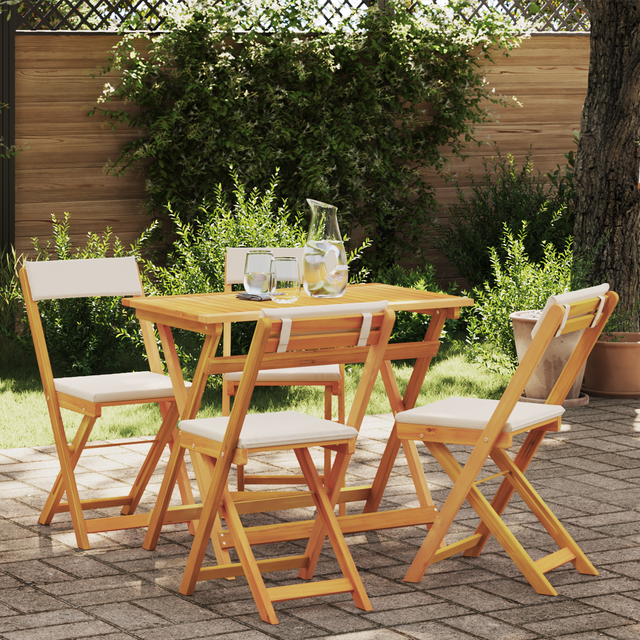 Vidaxl - 5 Piece Folding Bistro Set with Cushions Solid Wood Acacia