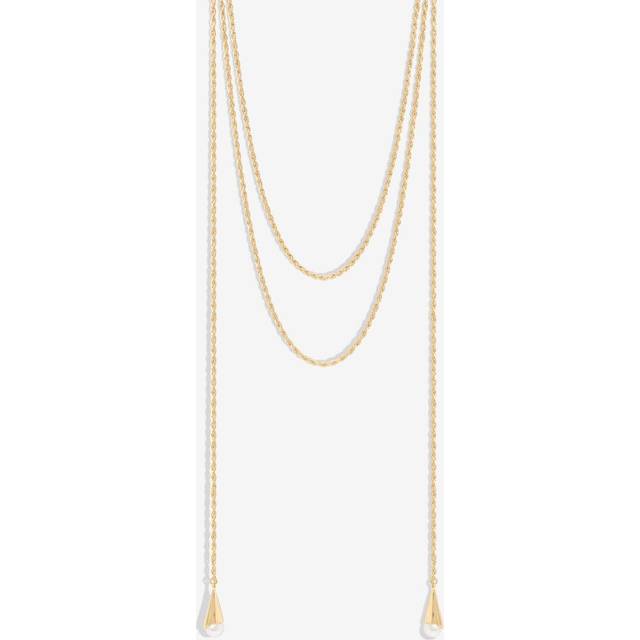 Womens Gold Pearl multirow Rope Necklace - Metallics - One Size
