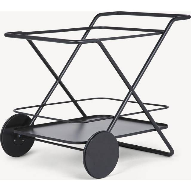 FORNASETTI Rectangular food trolley black - 90% Stainless Steel – 9% Plywood – 1% Perbunan N (Rubber)