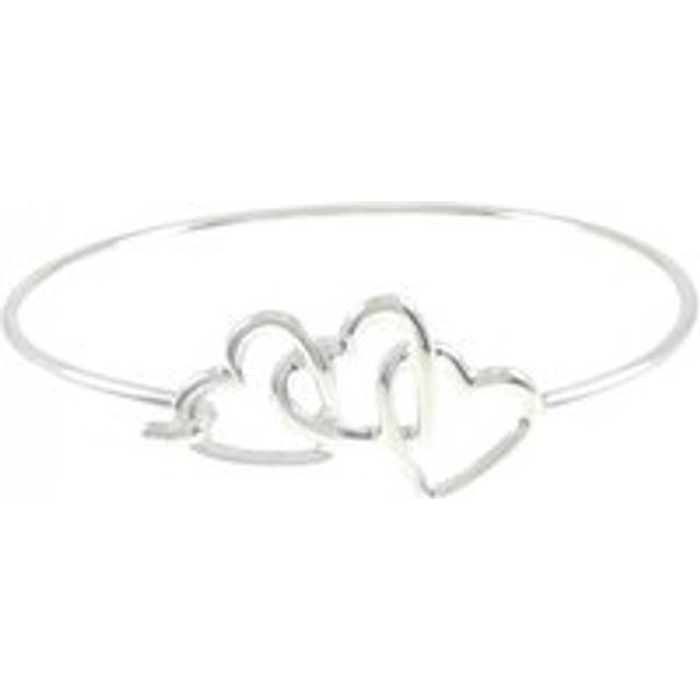 Womens Preloved Intertwined Hearts Bangle Bracelet Wo - Silver - Grey - One Size