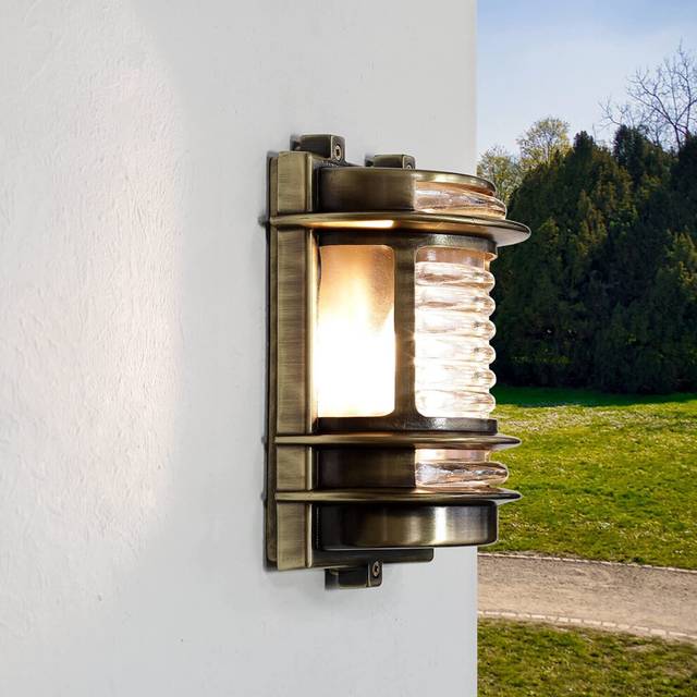 Outdoor Wall lamp Brass Glass in Antique IP64 Courtyard Entrance D:17 cm E27 Maritime Weatherproof Nostalgic Rustic Outdoor Light Balcony Gracia