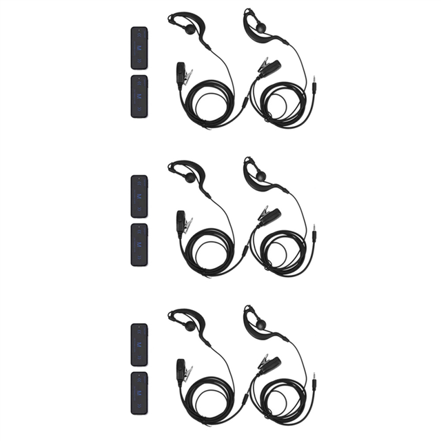 2Pcs Mini Walkie Talkie 400-470MHz 2-Way Radio 3W Transceiver Earpiece Headset Earmuff USB Powered HGC