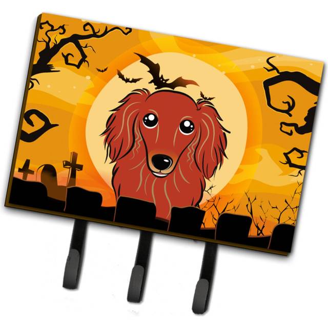"""""Caroline's Treasures BB1772TH68 Halloween Longhair Red Dachshund Leash or Key Holder  Large  Multicolor"""""