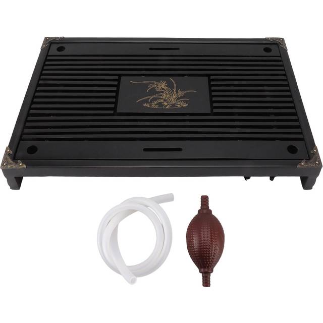 Gongfu Tea Tray Water Storage Drainage Home Decoration Ornament Serving Tray for Office Black brown