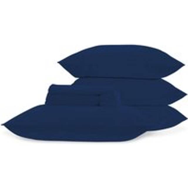 400TC Luxury Cotton Sateen Plain Dye Full Sheet Bundle - Navy - Double