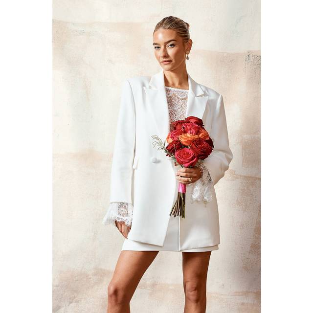 Tailored Double Breasted Bridal Blazer - Ivory - 10