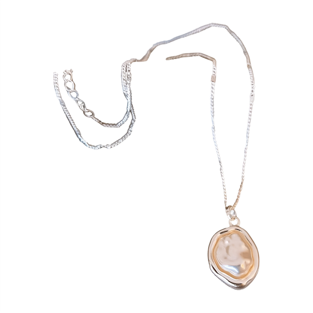 Irregular Pearl Necklace Necklace Light Luxury Niche Accessories High-End Irregular Necklace Silver Color