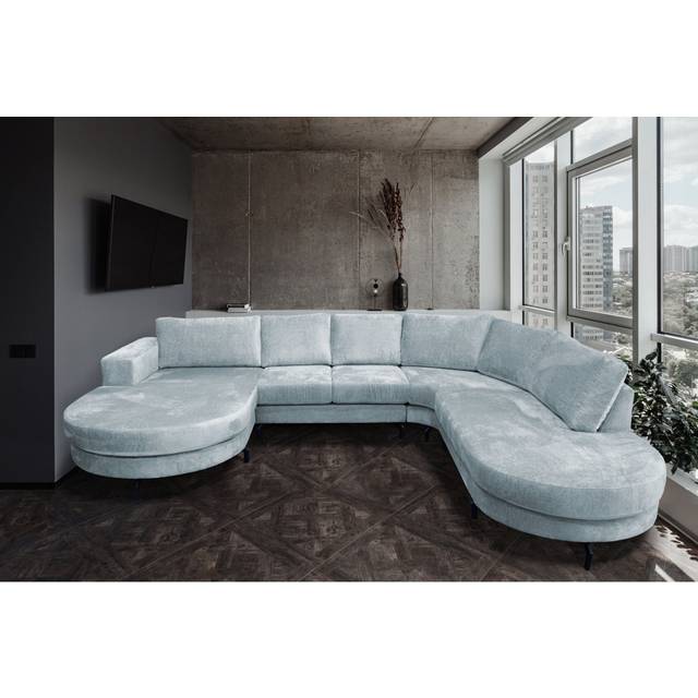 4 - Piece Upholstered Corner Sectional - Teal (85cm H X 375cm W X 274cm D)