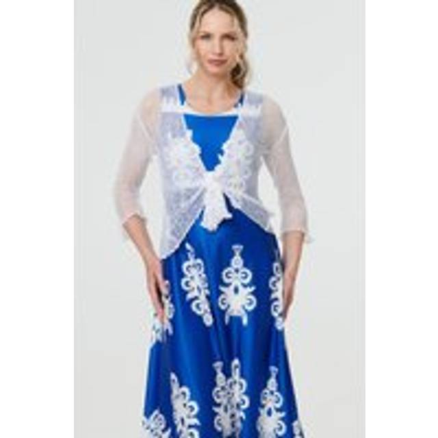 Sheer 3/4 Sleeve Open Front Cardigan - White - One Size