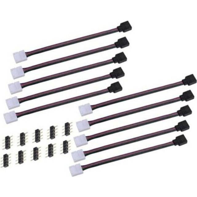 Led 5050 Rgb Strip Light Connector 4 Pin Conductor 10 Mm Wide To Controller Jumper Solderless Clamp On Pigtail Adapter 10Pcs String Lights