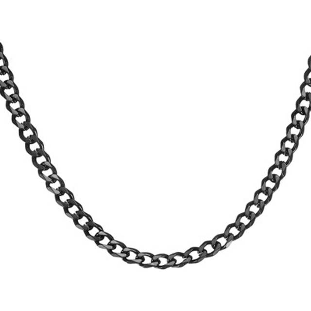 Mens chains necklaces 3.5mm 9 inch long stainless steel chain necklace, black