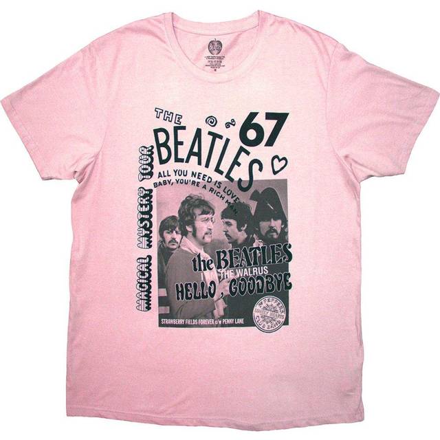 (S, Pink) The Beatles Unisex Adult 1967 T-Shirt
