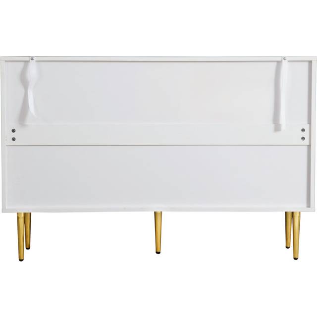 3 Door Sideboard With Glass Door - 120cm - White (80cm H X 120cm W X 38cm D)