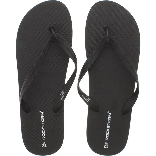(Black, 6 (Adults')) Rockstorm Mens Flip Flops Cushioned Footbed Prime black UK Size