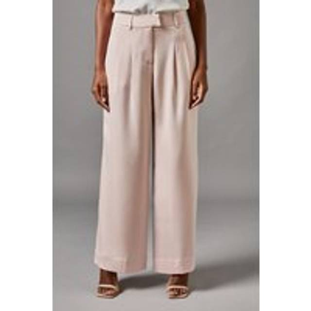 Satin Wide Leg Trouser - Pink - 12
