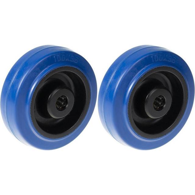 "125mm 5"" wheel blue rubber with nylon centre stainless bearing 400kg, set of 2"