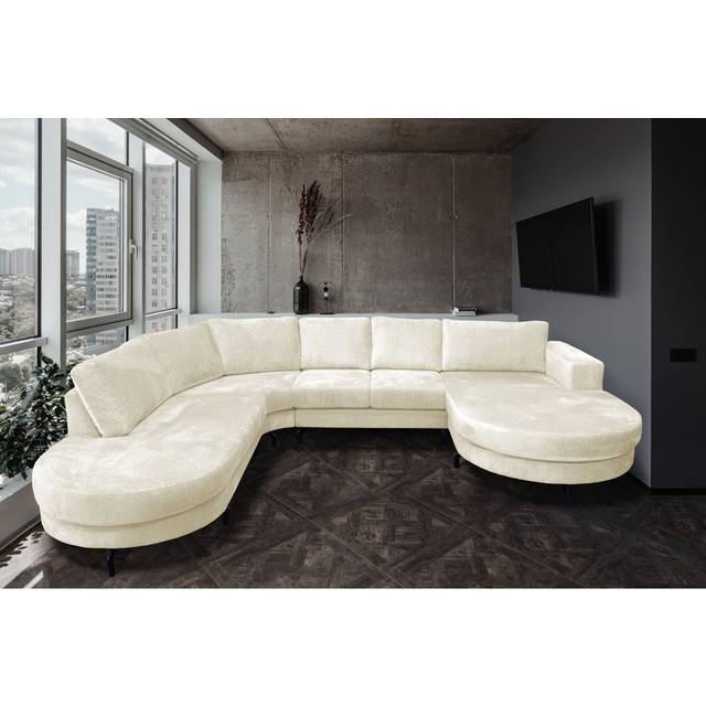 4 - Piece Upholstered Corner Sectional - Cream (85cm H X 375cm W X 274cm D)
