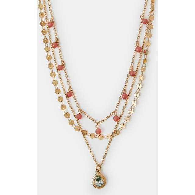 Gold Layered Gem Drop Necklace - Accessorize - One Size