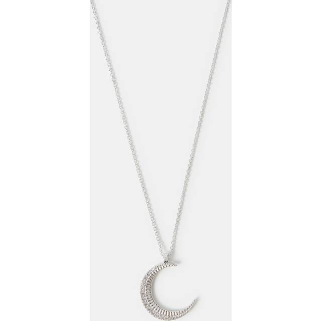 Sterling Silver-plated Sparkle Moon Pendant Necklace - Accessorize - Multicolour - One Size
