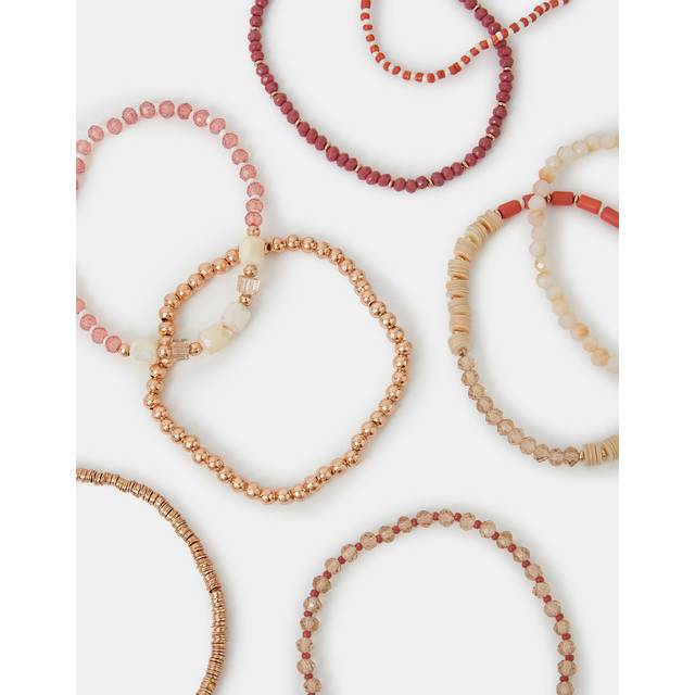 Coral 8-Pack Mix Bead Stretch Bracelets - Accessorize - One Size