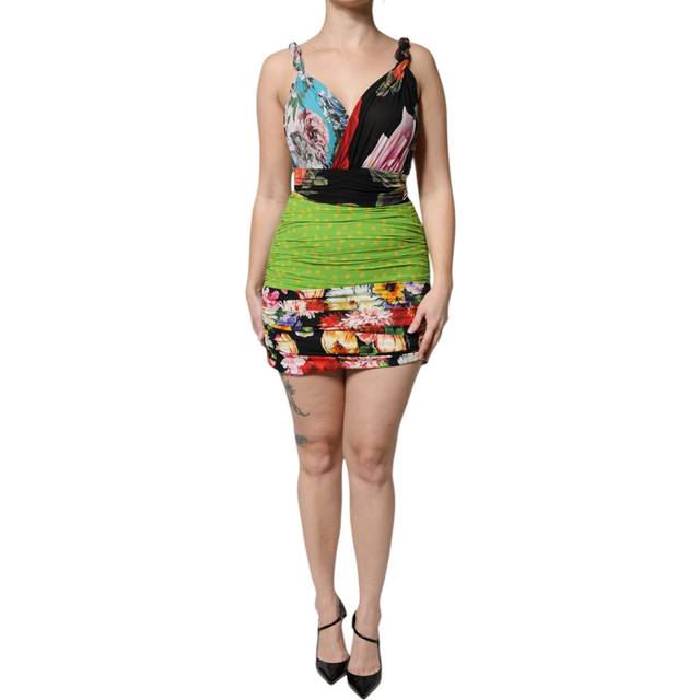 Multicolor Floral Patchwork Fitted Mini Dress - IT44 | L