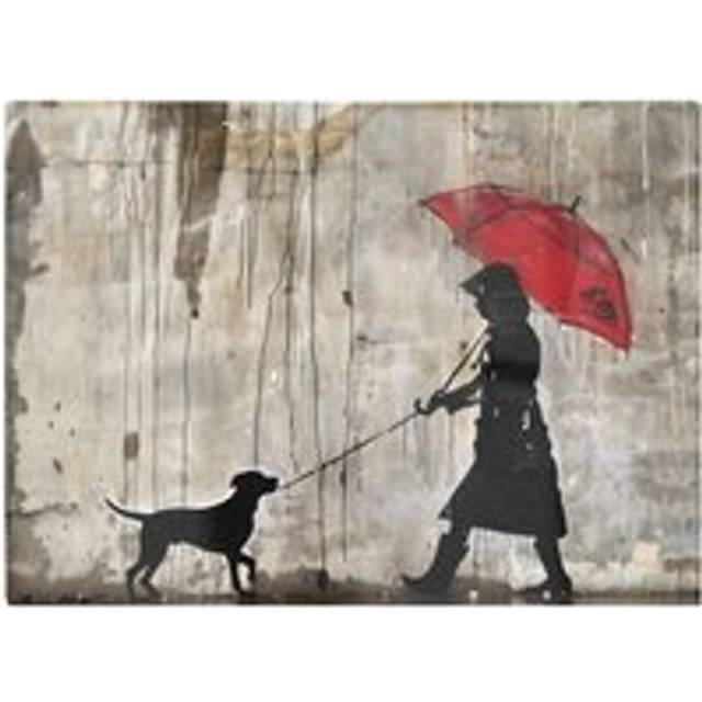 Rainy Day Walk With Red Umbrella Chopping Board - Multi - One Size