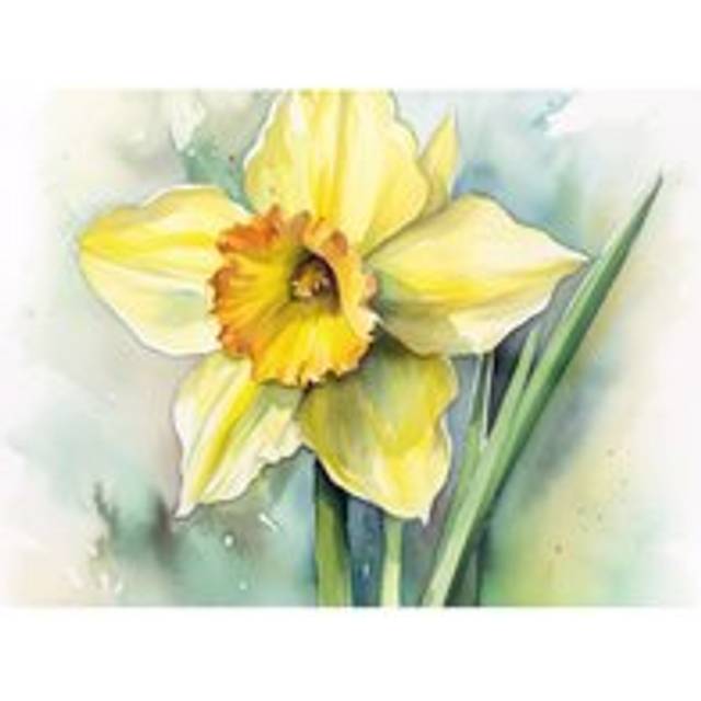 Watercolour Daffodil Chopping Board - Multi - One Size