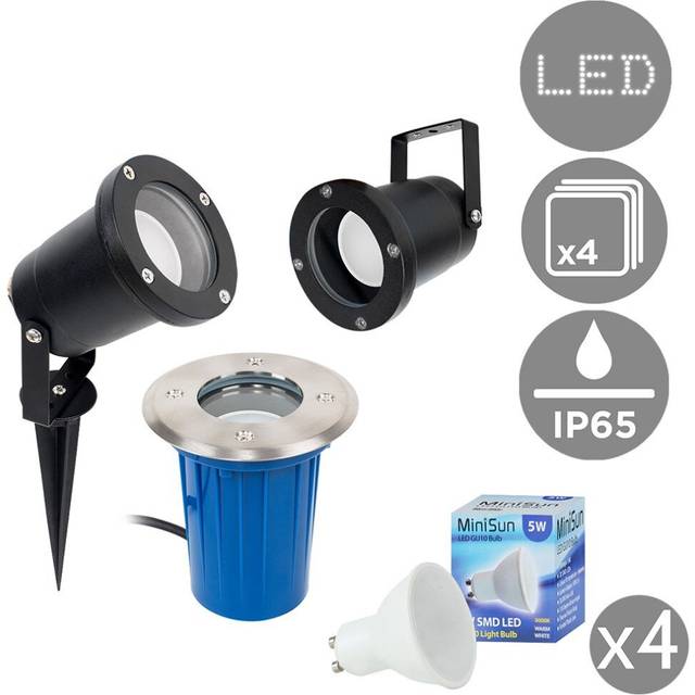 Berwick IP65 Set of 4 Silver Outdoor Light with 5w Bulbs - One Size