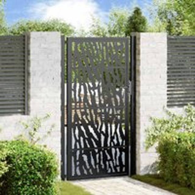 Garden Gate Black 105x180 cm Steel Trace Design - One Size
