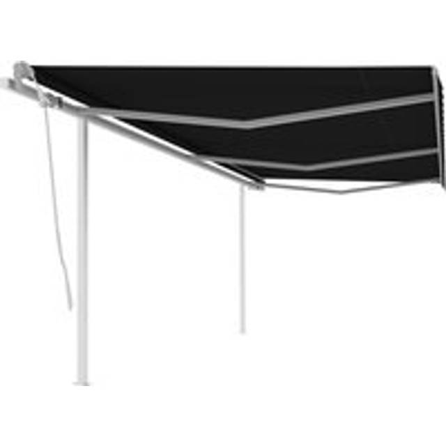 Manual Retractable Awning with Posts 6x3 m Anthracite - Black - One Size