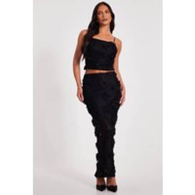 Black Floral Maxi Skirt - 8