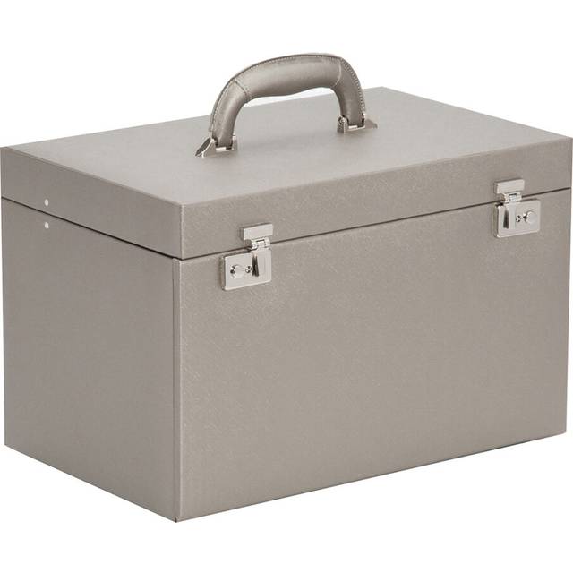 Pewter Saffiano Heritage Leather Jewellery Armoire Box - Grey (*)