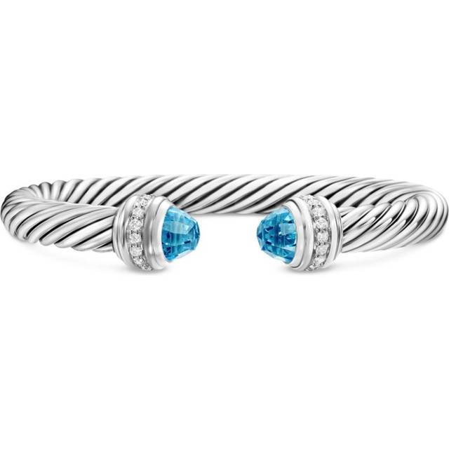 David Yurman - sterling silver Classic Cable diamond bracelet (7mm) - women - Diamond/Topaz/Sterling Silver - M