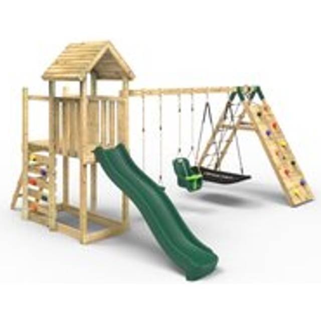 Extended Tower Wooden Climbing Frame with Swings & Slide - Sanford - Rebo