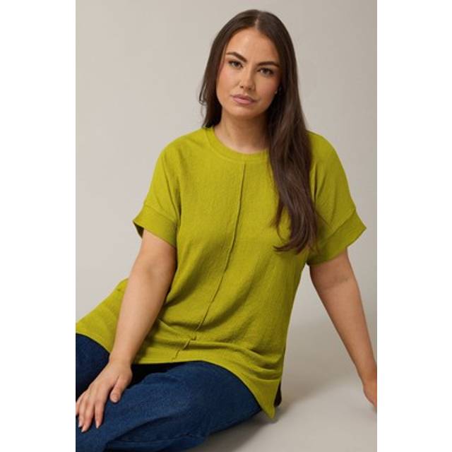 Evans Curve Chartreuse Green Seam Front Jersey Crepe Top - 26-28