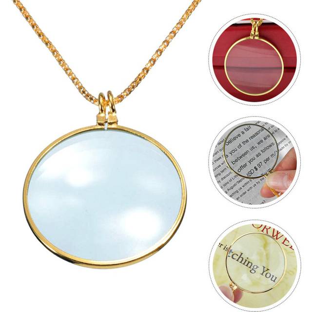 2 pcs necklace magnifying glass glasses pendant magnifier for women
