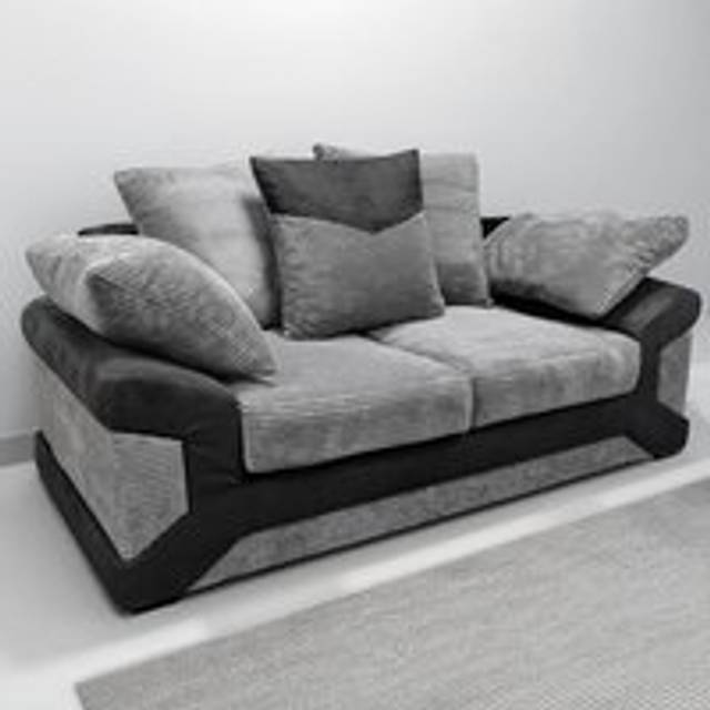 Dino Living Room 2 Seater Sofa Jumbo Cord Black and Grey