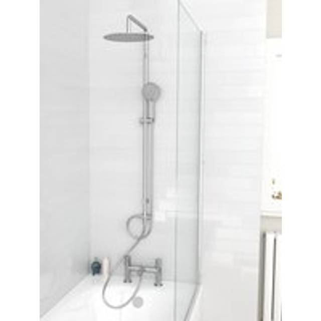 Nes home round shower mixer with bath filler tap, handset & riser rail kit