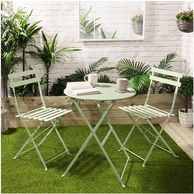 OHS Metal Bistro Set, 3 Piece - Sage Green