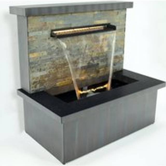 Sorrento Trough Zinc & Stone Water Feature Lights Indoor Outdoor 68cm - One Size