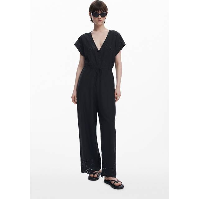 Desigual Women's V-Neck Short Sleeve Jumpsuit Women - Black - Size: 6