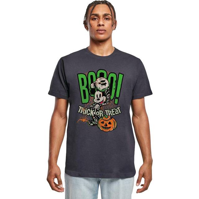 (5XL, Navy Blue) Disney Mens Boo Trick Or Treat Mickey Mouse Cotton T-Shirt