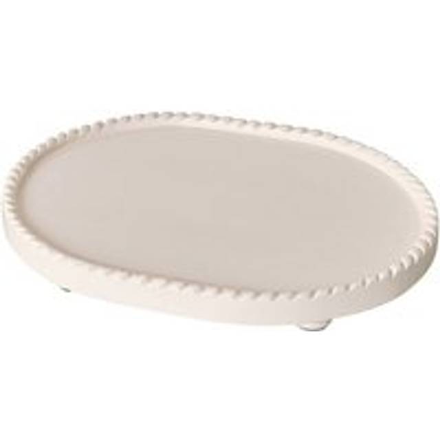 Oval Pink Painted Wooden Detailed Tray - 38cm Material: New Products