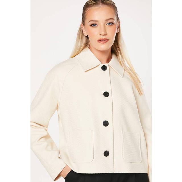 Dorothy Perkins Womens Jacket Ivory Structured Collar Long Sleeves