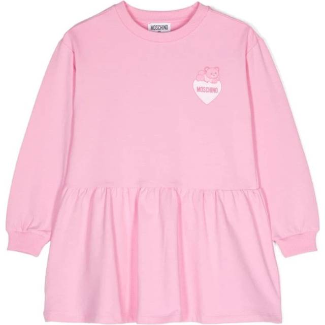 Moschino Girls Lovely Teddy Bear Long-Sleeve Dress, Size 12Y - Pink (Size 12Y)