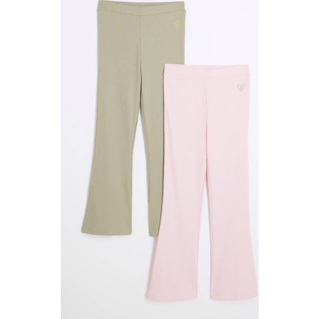 River Island Girls Pink Ribbed Flared Leggings 2 Pack - 9-10 Yrs
