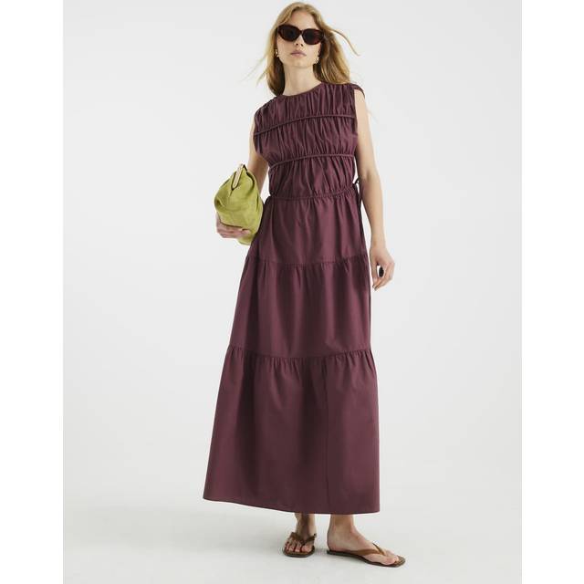 River Island Womens Purple Drawstring Tiered Maxi Dress - 10