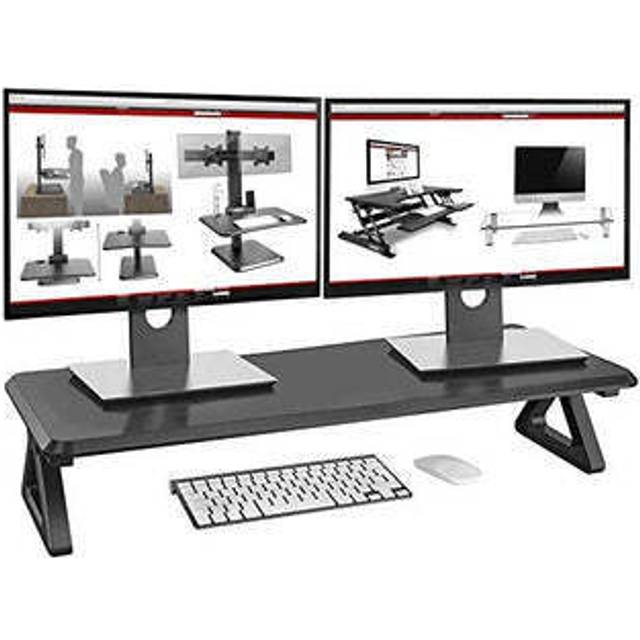 Duronic Dm06-2 Monitor Stand Riser 82X30Cm, Laptop And Screen Stand For Desktop, 10Kg Capacity, Mdf Wood - Black - One Size
